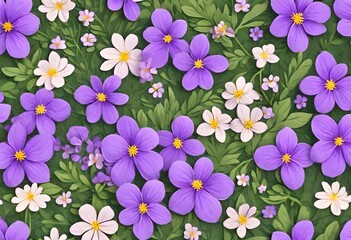 abstract background of Purple Daisy Flowers 