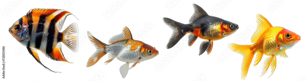 Canvas Prints Collection of aquarium fish, freshwater fish on transparent background generative ai - Canvas Prints