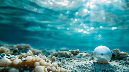 Sealife and pearl on sea bottom wallpaper background
