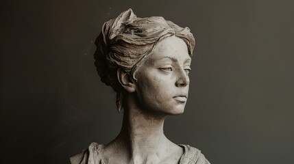 sculpture of a woman's head wall art home decor print