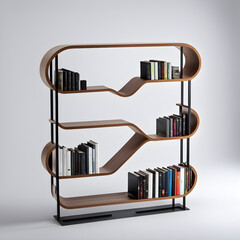 modern bookshelf with books