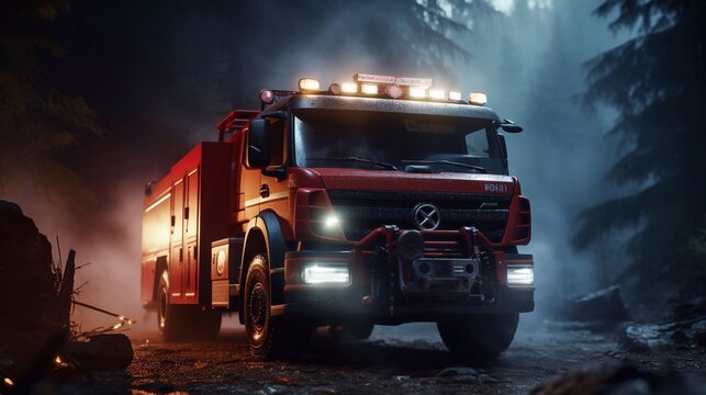 Banner Emergency call concept. red rescue firefighting truck representing a call to the paramedics in case of emergency or help in case of fire or accident issue.