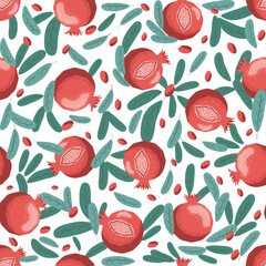 Pomegranate pattern, Happy and sweet New Year Shana Tova with pomegranates and seeds