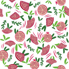 Pomegranate pattern, Happy and sweet New Year Shana Tova with pomegranates and seeds