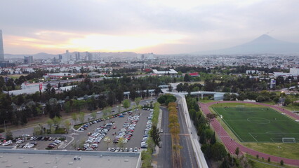 Obraz premium DRONE FLIGHT THE CITY OF SAN ANDRES CHOLULA PUEBLA MEXICO