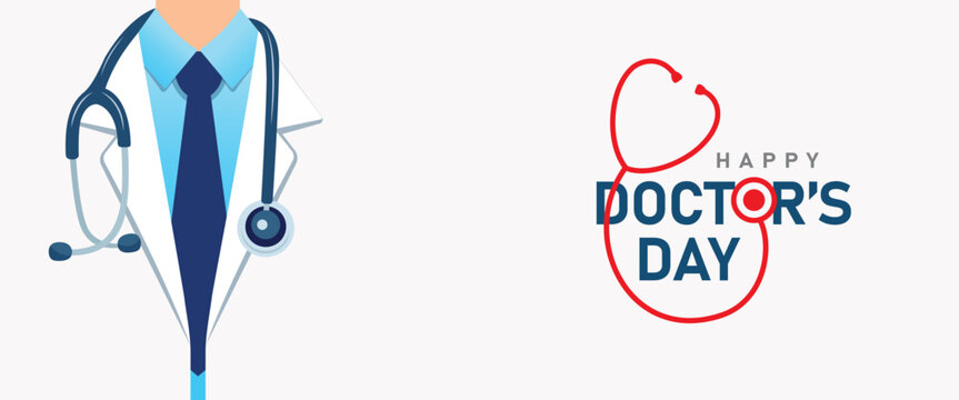 National doctor's day banner background with stethoscope on medic