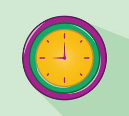 cute cartoon wall clock icon isolated background.