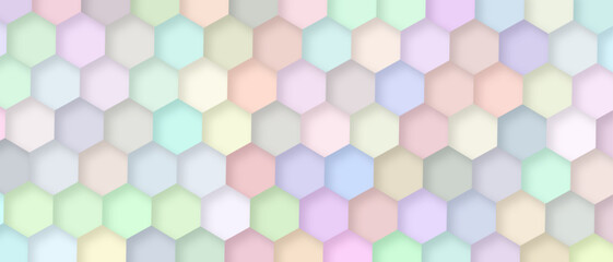 Colorful hexagon pattern. Multicolor hexagonal shapes. Abstract colorful rainbow hexagons pattern.