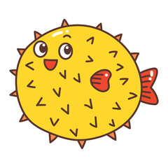 puffer fish doodle cartoon