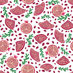 Pomegranate pattern, Happy and sweet New Year Shana Tova with pomegranates and seeds