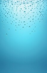 vertical blue background with water drops, for the presentation of a cosmetic product