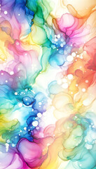 Trendy multicolor and white splash. Abstract artwork style, inspired by alcohol ink and watercolors paint. Luxury abstract background and wallpaper. Composition for yours poster, header, design.