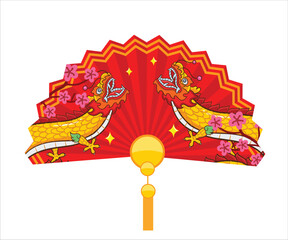 Chinese fan with dragon pattern