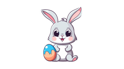 easter bunny with easter eggs vector illustration isolated white background, cut out or cutout
