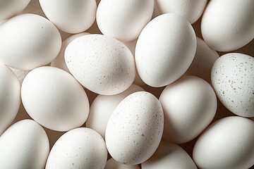 Close-up of many white eggs background.