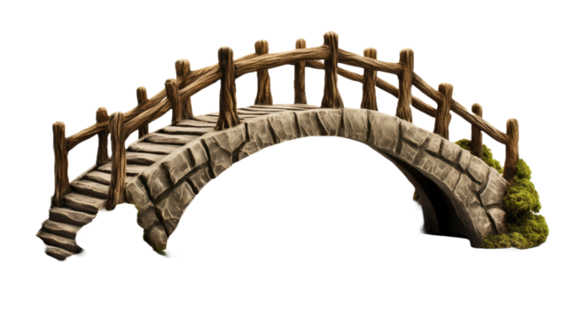 Arch bridge on white or transparent background