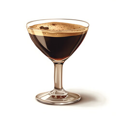 Espresso martini isolated on white background, isometry, png
