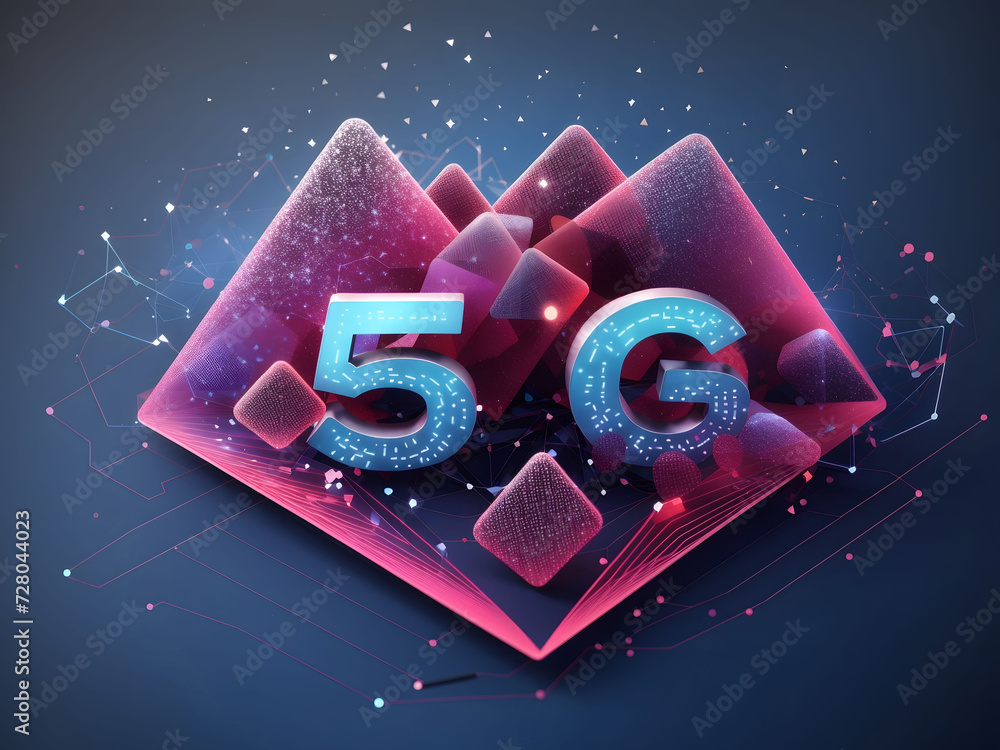 Poster 5g technology forms lines, triangles and particle-style designs—illustration vector design.