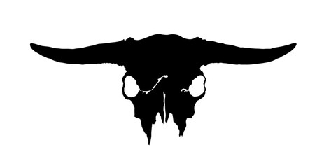Cow skull silhouette, bull skull silhouette - vector illustration