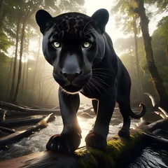Foto op Plexiglas Black Panther in the Wild © Generative