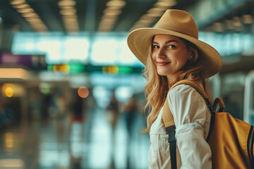 Travel girl in a airport