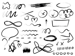 Hand drawn lines. Marker line divider, handmade pencil strokes brush and drawing dividers vector elements set