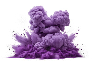 purple smoke powder explosion isolated on white or transparent png