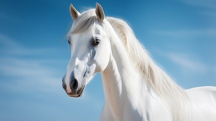 Obraz na płótnie Canvas White Horse Close-Up Portrait