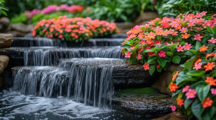 Tranquil Garden Fountain with Cascading Water
