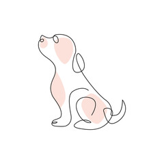 Dog pet one line continues outline vector art illustration and tattoo design