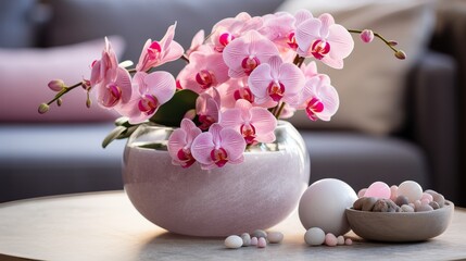 Obraz na płótnie Canvas Elegant Orchid Arrangement in Vase