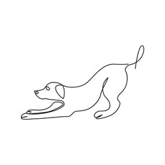 Dog pet one line continues outline vector art illustration and tattoo design