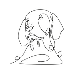 Dog pet one line continues outline vector art illustration and tattoo design
