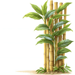 Fototapeta na wymiar Bamboo isolated on white background, pop-art, png 