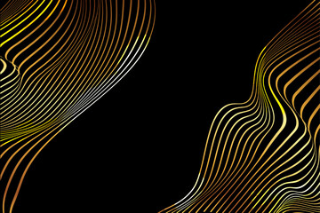 3D smooth curve wave lines pattern. Gold gradient flowing vector wave lines. For concept of luxury, technology, digital, communication, science, music
