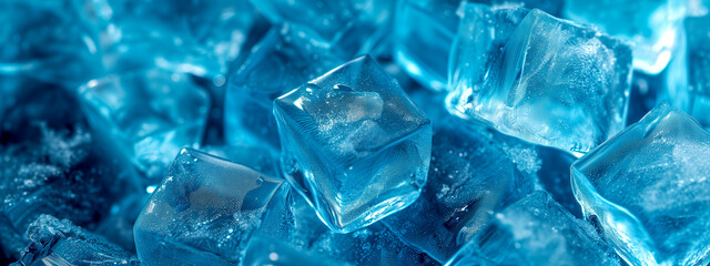 Ice cubes floating in water – crystal cubism.