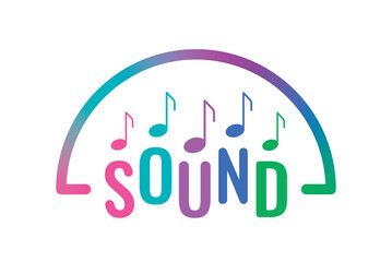 sound word. sound word and musical note
