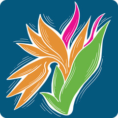 Fototapeta premium Beautiful flowers hand drawing. Decorative vector element for birthday party, wedding invitation, summer holyday mood. Botanical floral, garden theme.
