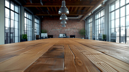 Conference room with wooden table and chairs