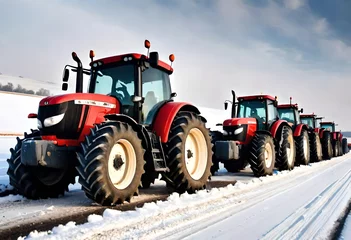 Crédence de cuisine en verre imprimé Tracteur tractor in snow