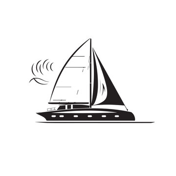 recommend clip art: Catamaran in cartoon, doodle style. Image for t shirt. Isolated 2d vector illustration in logo, icon, sketch style, Eps 10. AI Generative