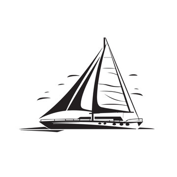 recommend clip art: Catamaran in cartoon, doodle style. Image for t shirt. Isolated 2d vector illustration in logo, icon, sketch style, Eps 10. AI Generative