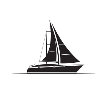 Catamaran in cartoon, doodle style. Image for t shirt. Isolated 2d vector illustration in logo, icon, sketch style, Eps 10. AI Generative