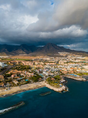 Obraz premium luxury hotels and resorts of ocean shore with blue water, Tenerife, Canary