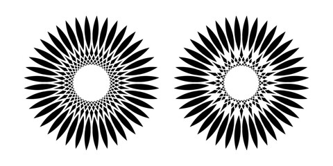 Set of Abstract Flowers. Decorative Radial Floral Patterns.