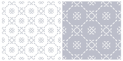 Set of Seamless Geometric Gray and White Patterns.