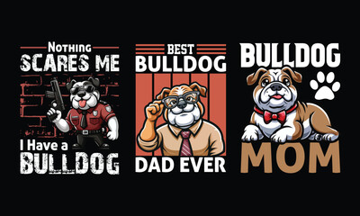 Bulldog t shirt bundle, print ready bulldog t shirt design