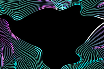 3D dynamic colorful wavy lines pattern smooth flowing curve. Blue green pink gradient light. Concept of technology, digital, communication, science, music