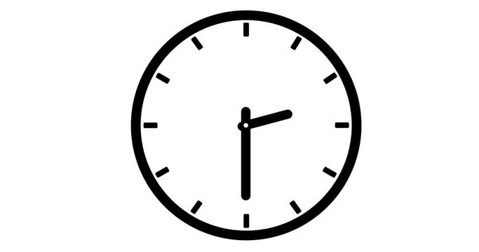 12 Hours Clock Animation. 4K High Quality White Screen Video.	
