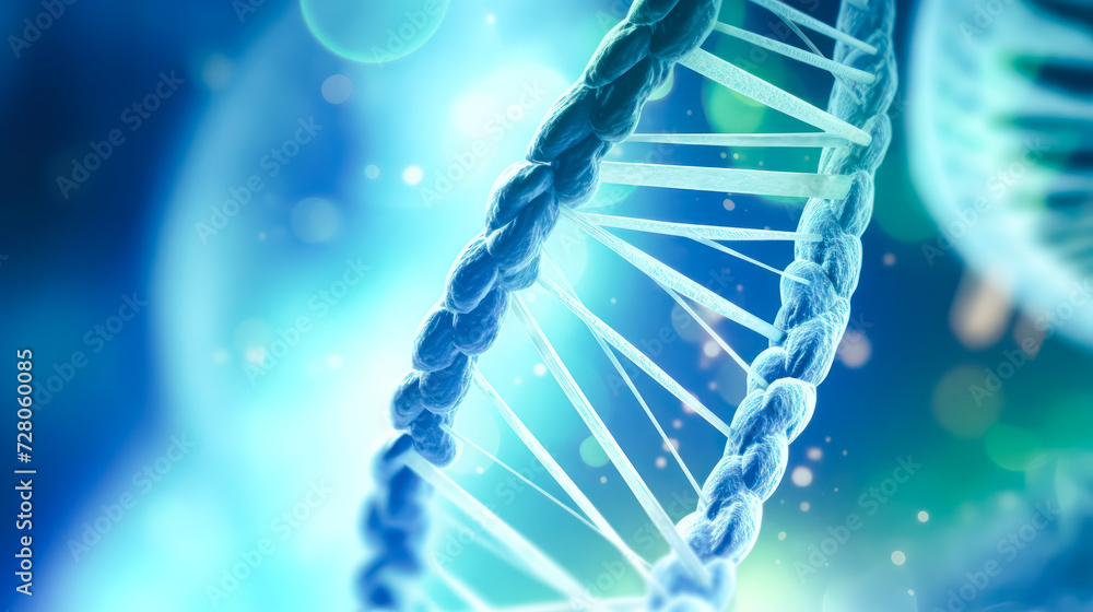 Poster dive into the intricate world of genetics with a macro photo capturing the double helix structure of